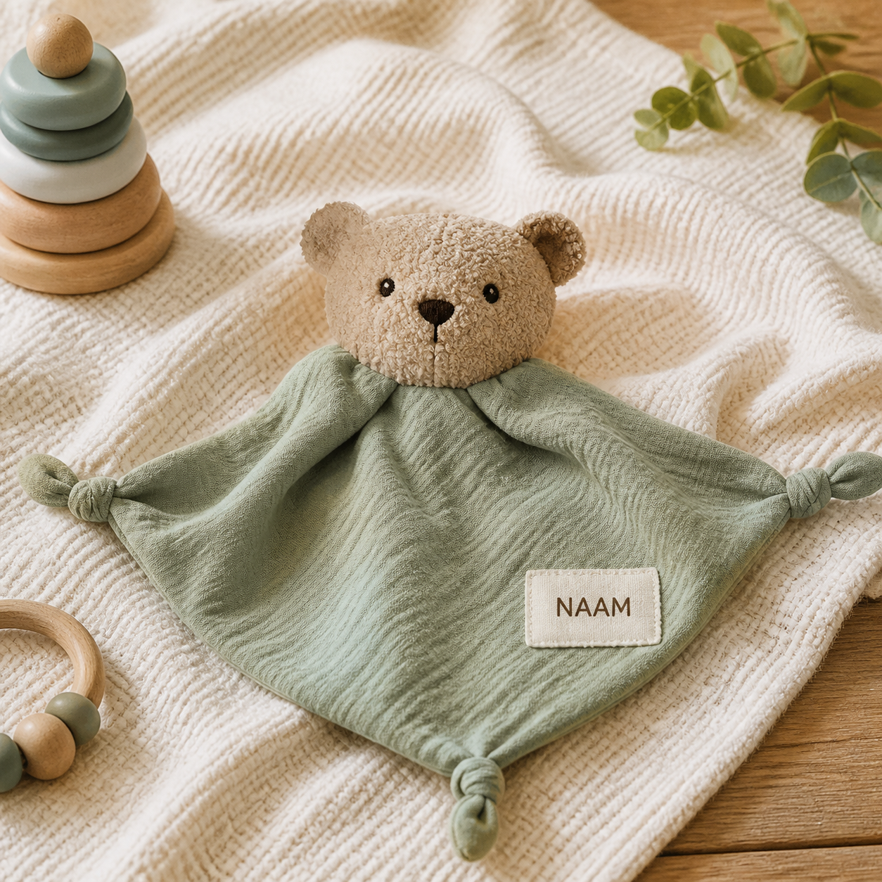 Knuffeldoekje met een persoonlijk detail · Zomaar voor familie