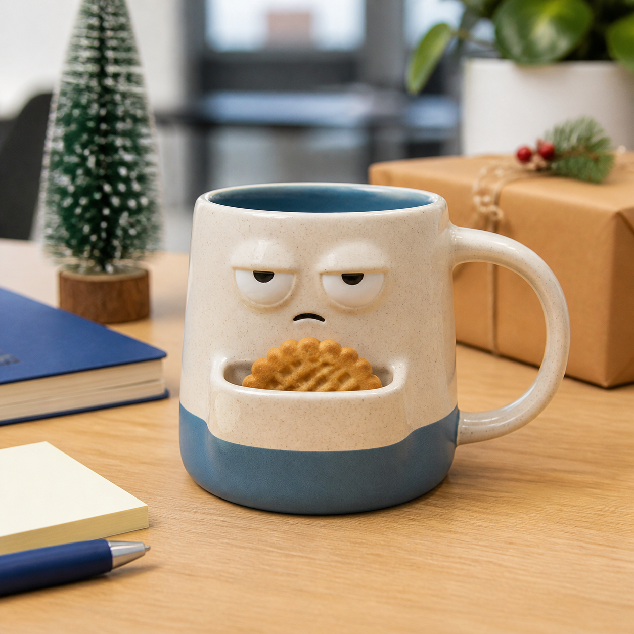 Grappige kantoormok als klein teamcadeau · Kerst voor een kennis
