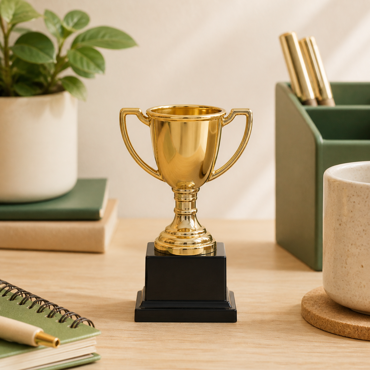 Mini trofee voor de behulpzame collega · Verjaardag voor een kennis