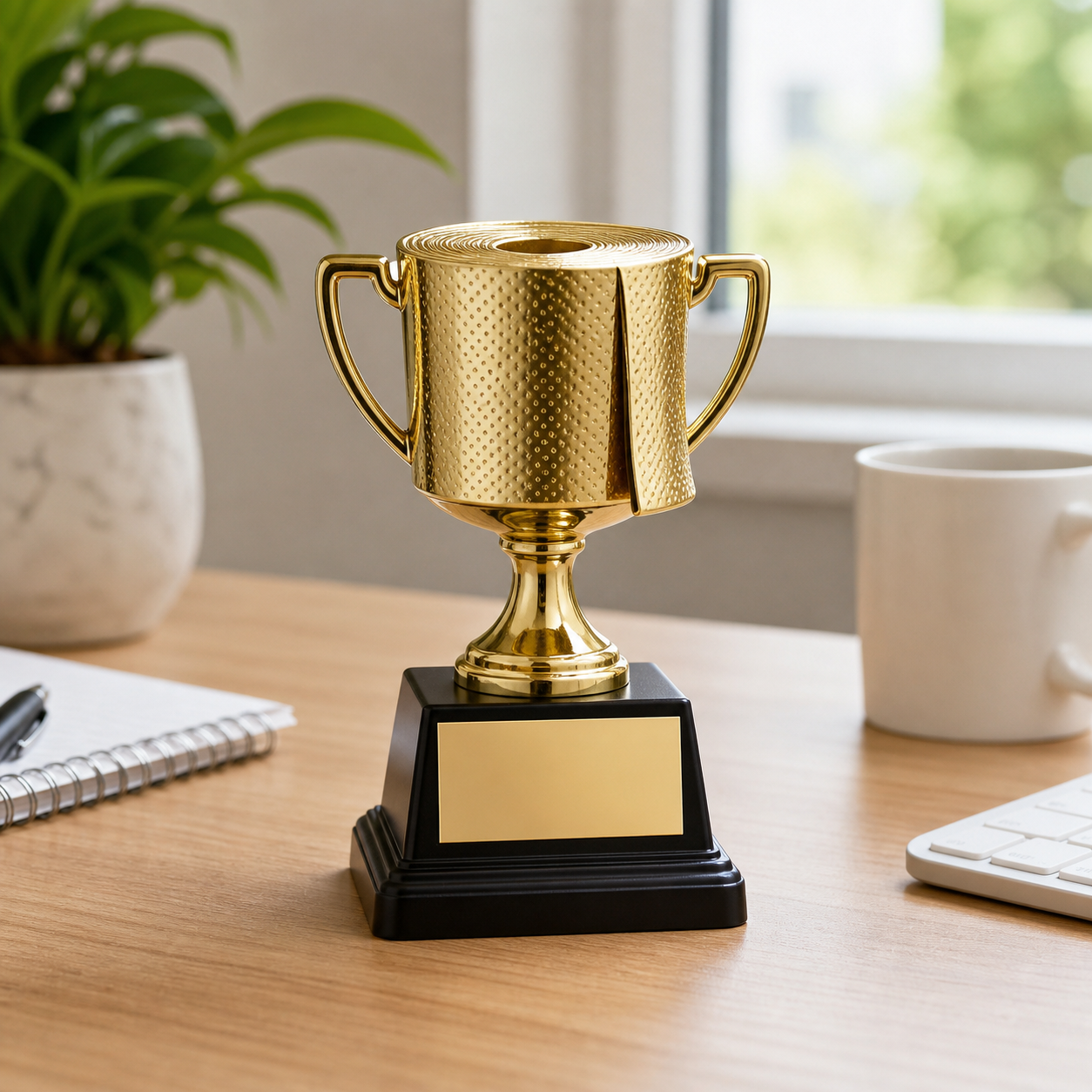 Mini trofee voor een geslaagde afscheidsdag · Verjaardag voor een collega